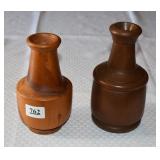 2 Handmade Wooden Bud Vases