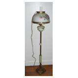 1940's Floor Lamp w/Cast Iron, Brass & Jadeite