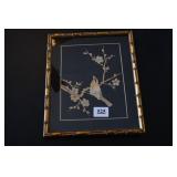 Oriental Bird Scene w/Bamboo Frame