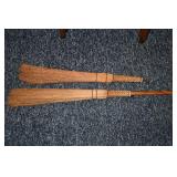 2 Handmade Brooms Not Signed