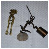 Brass Rooster, Nut Cracker & Wind Chime