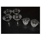 Elegant Glassware ~ Sugar, Creamer & 4