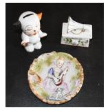 Porcelain Dog Bank, Hat Pin Holder, Figurine Wall