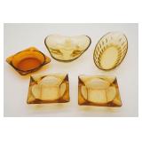 Amber Glass Ashtray Collection & Oval Serving