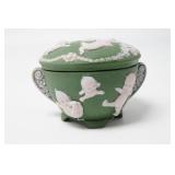 Rose O'Neill Green Jasperware Kewpie Sugar Dish
