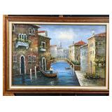 Oil on Canvas Venetian Canal Scene