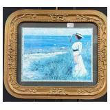 A Young Woman on the Shore Print Framed