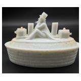 Uncle Sam Milk Glass Covered Dish