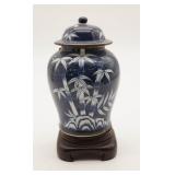Hand Painted Thailand Ginger Jar Bamboo Design