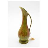 Long Neck Pitcher/Vase Green Brown Drip Glaze