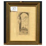 Burgas Cathedral Spain Signed Etching Print