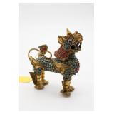 Antique Chinese Brass Foo Dog Incense Burner