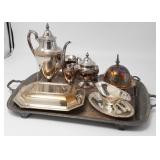 Collection of Silverplate Tray, Teapot & Etc.
