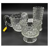 American Fostoria Creamer & Footed Candy Jar
