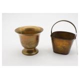 Small Brass Decorative Planter & Mini Square