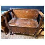 Antique Tiger Oak Hall Bench