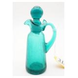 Turquoise Crackle Glass Decanter