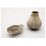 Studio Art Pottery Vase & Spoon Rest