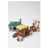 Vintage Remco Flintstones Car & Trailer Toy