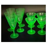 Green Depression Glass Stemware GLOWS