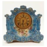 Antique Ansonia Mantle Clock Blue Porcelain