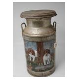 Hand Painted Dog Milk Can