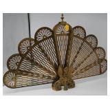 Ornate Brass Peacock Fireplace Screen