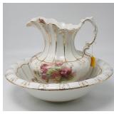Sevres Vintage Pitcher and Wash Basin Floral