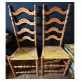Pair of Ladder Back Chair w/Rush Bottom Seats