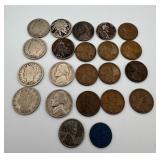 Wheat Pennies, V Nickels & Buffalo Nickels