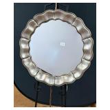 Round Scalloped Mirror Silver Tone