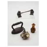 Miniature Miner Figurine, Mini Cast Iron Iron,