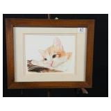 Watercolor Painting of Cat Signed D Rico '17