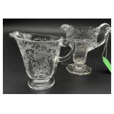 Fostoria Corsage Creamer & Pressed Glass Footed