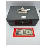 Metal Cash Box w/1976 $2 Bill with Canceled Stamp
