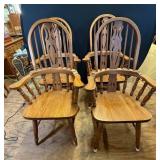 Oak Windsor Style Arm Chairs (4)