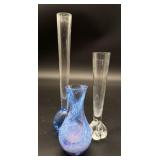 Caithness Art Glass Bud Vase, MCM Light Blue