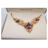 Black Hills Gold Amethyst Necklace, Boxed