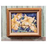 Framed Floral Art Print with Wooden Frame