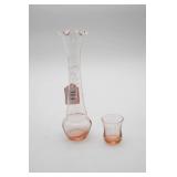 Pink Glass Bud Vase & Shot Glass