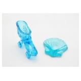 Blue Glass Roller Skate & Shell Paperweight