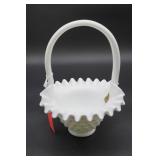 Fenton White Hobnail Basket