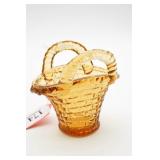 L.E. Smith Glass Amber Basket