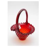 Fenton Amberina Hobnail Glass Basket