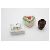 (2) Trinket Boxes & One Small Vase marked Japan