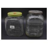 Two Vintage Glass Storage Jars with Lids