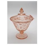 Pink Depression Glass Lidded Compote Dish