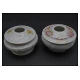 Porcelain Hair Receivers with Floral Designs