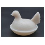 Milk Glass Hen on Nest Covered Dish