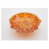 Marigold Carnival Glass Open Rose Bowl
